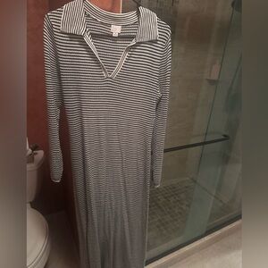 a new day Black and White Striped Long Sleeve Dress